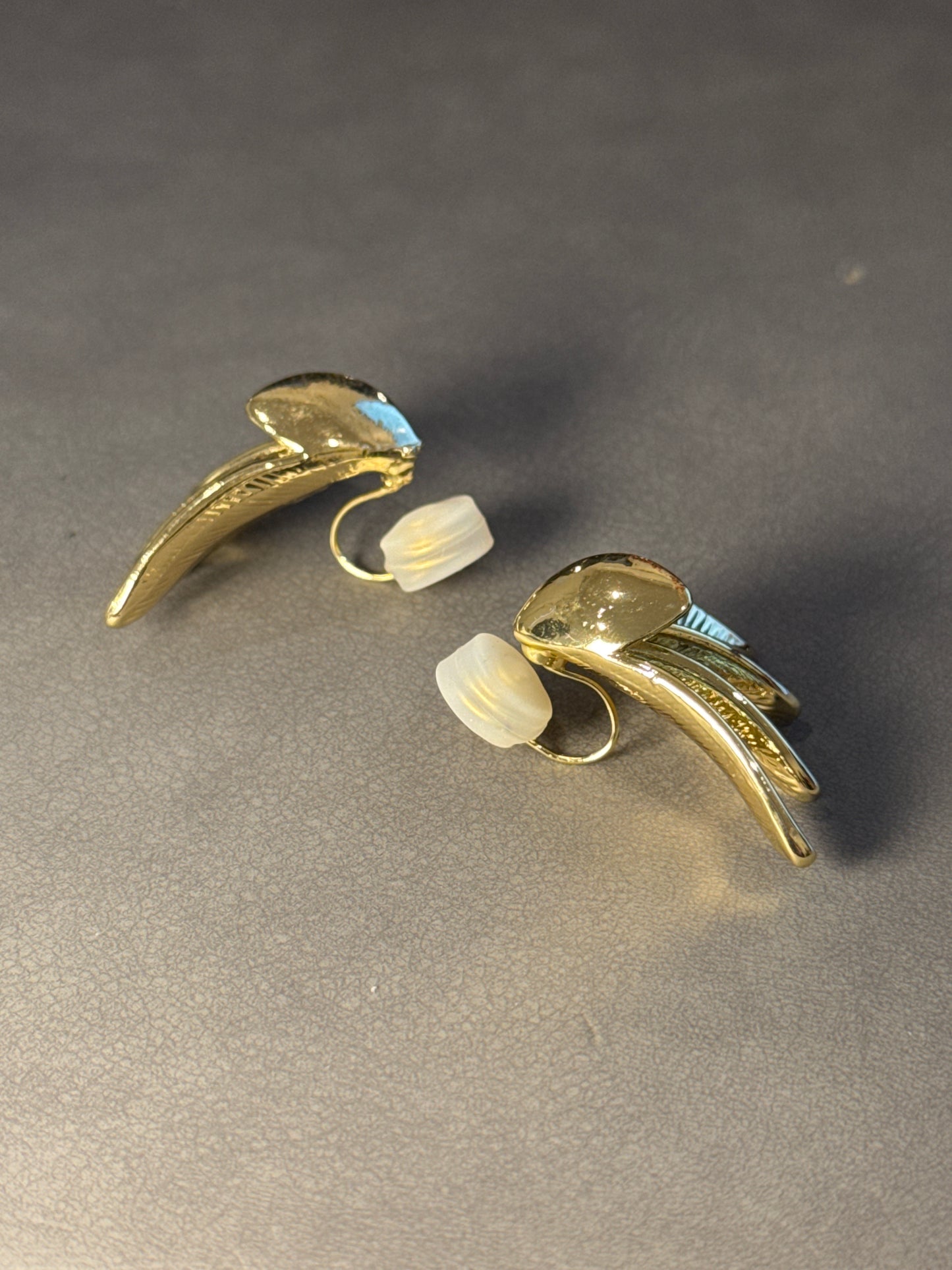 Golden Metal Wing Shaped Clip On Earrings