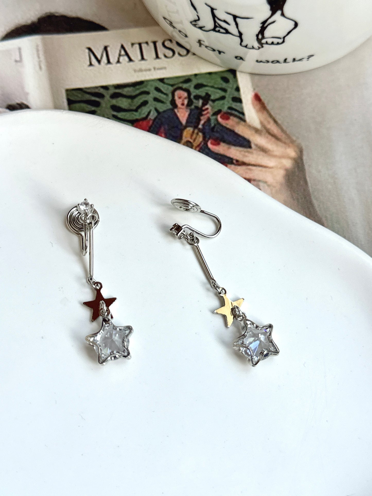 . Handmade clip-on earrings for women.