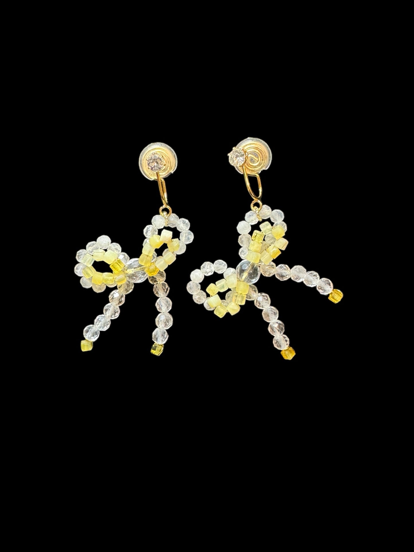 Handmade Luminous Butterfly Knot Earrings Clip on. Handmade clip-on earrings for women.