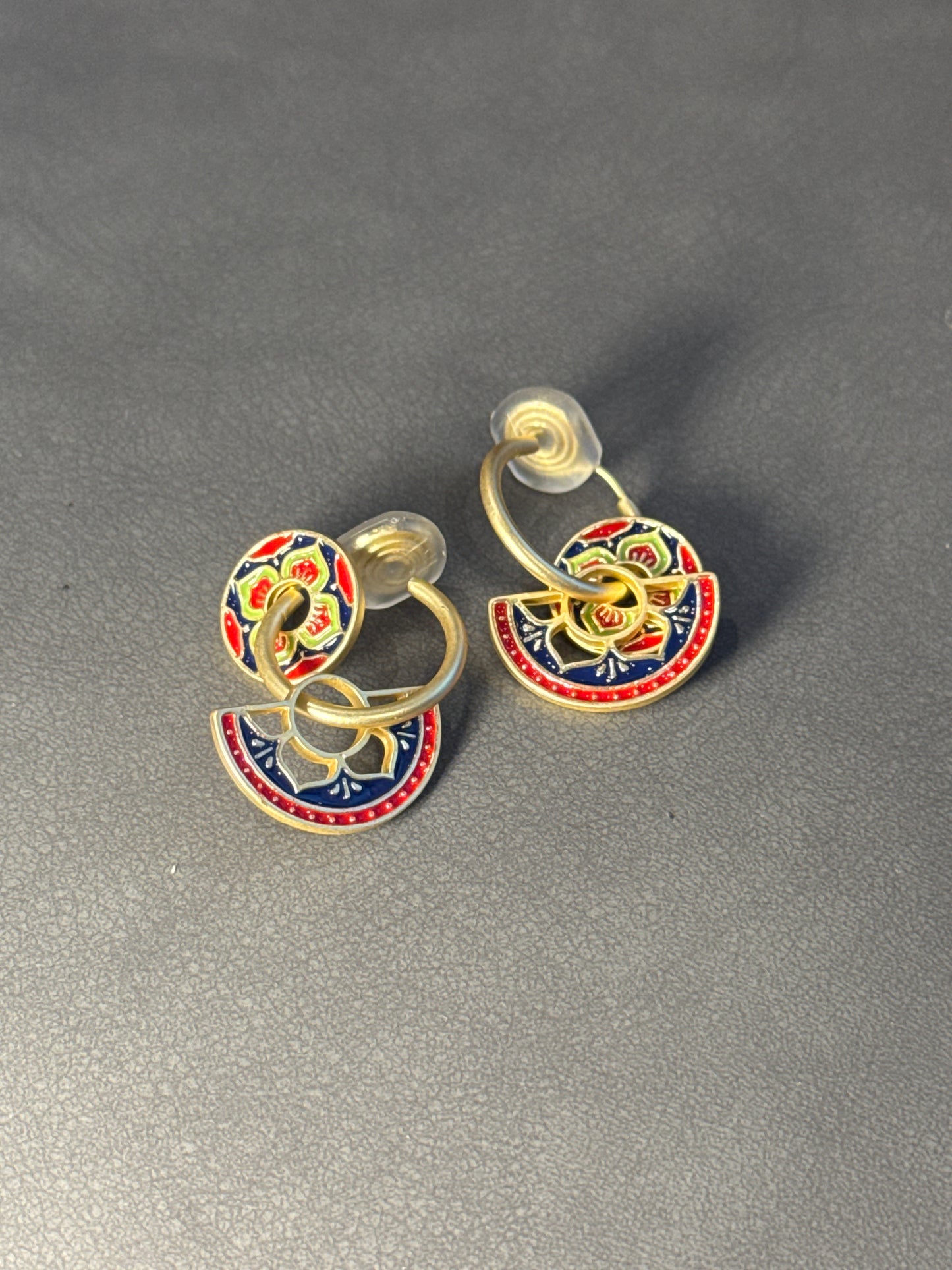 Neo-Chinese Style Color Glazed Flower Clip On Earrings
