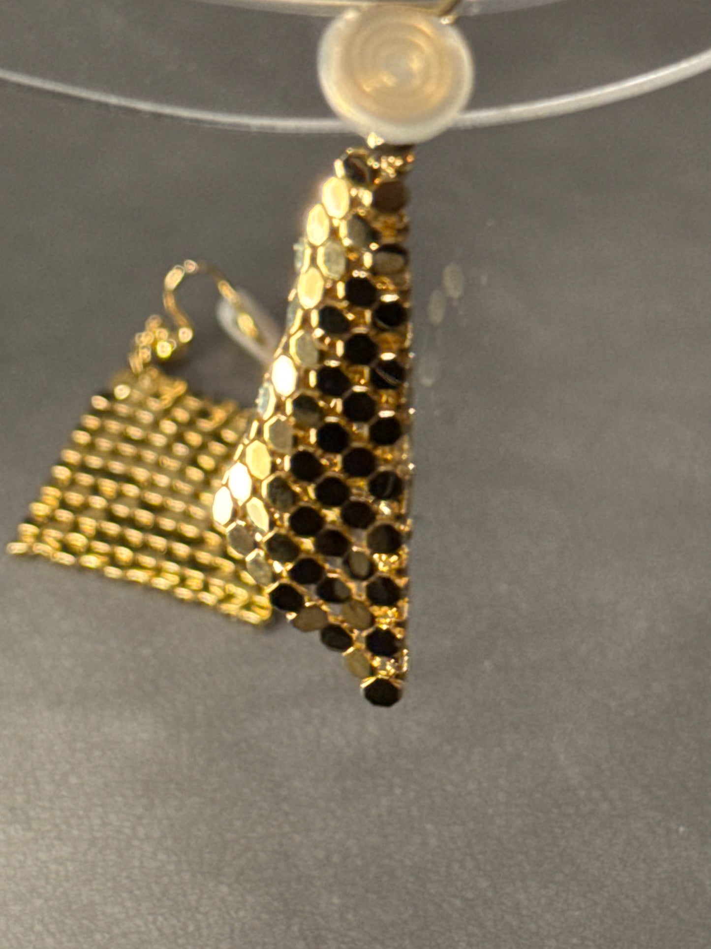 Golden Matte Foldable Square Woven Clip On Earrings