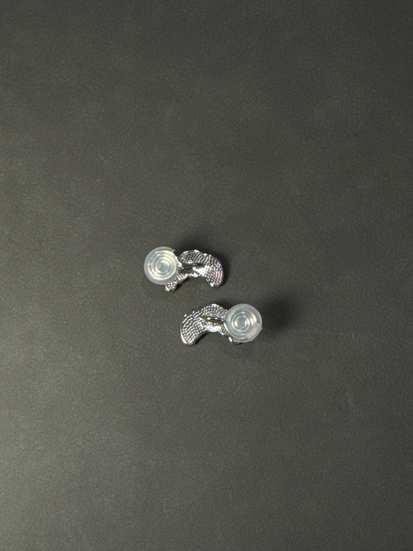 Silver Metal Big Croissant Clip On Earrings