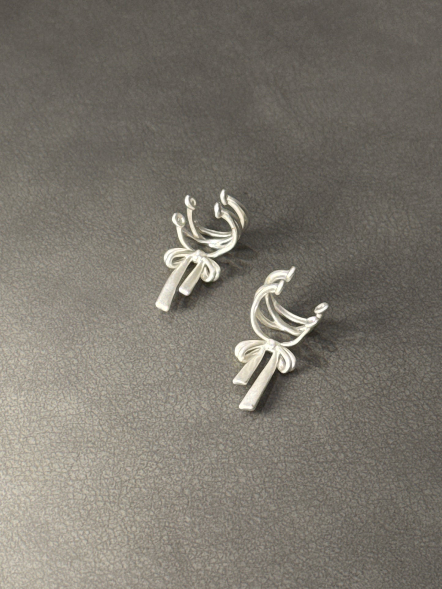 Silver Ballet Ribbon Ear Cuffs