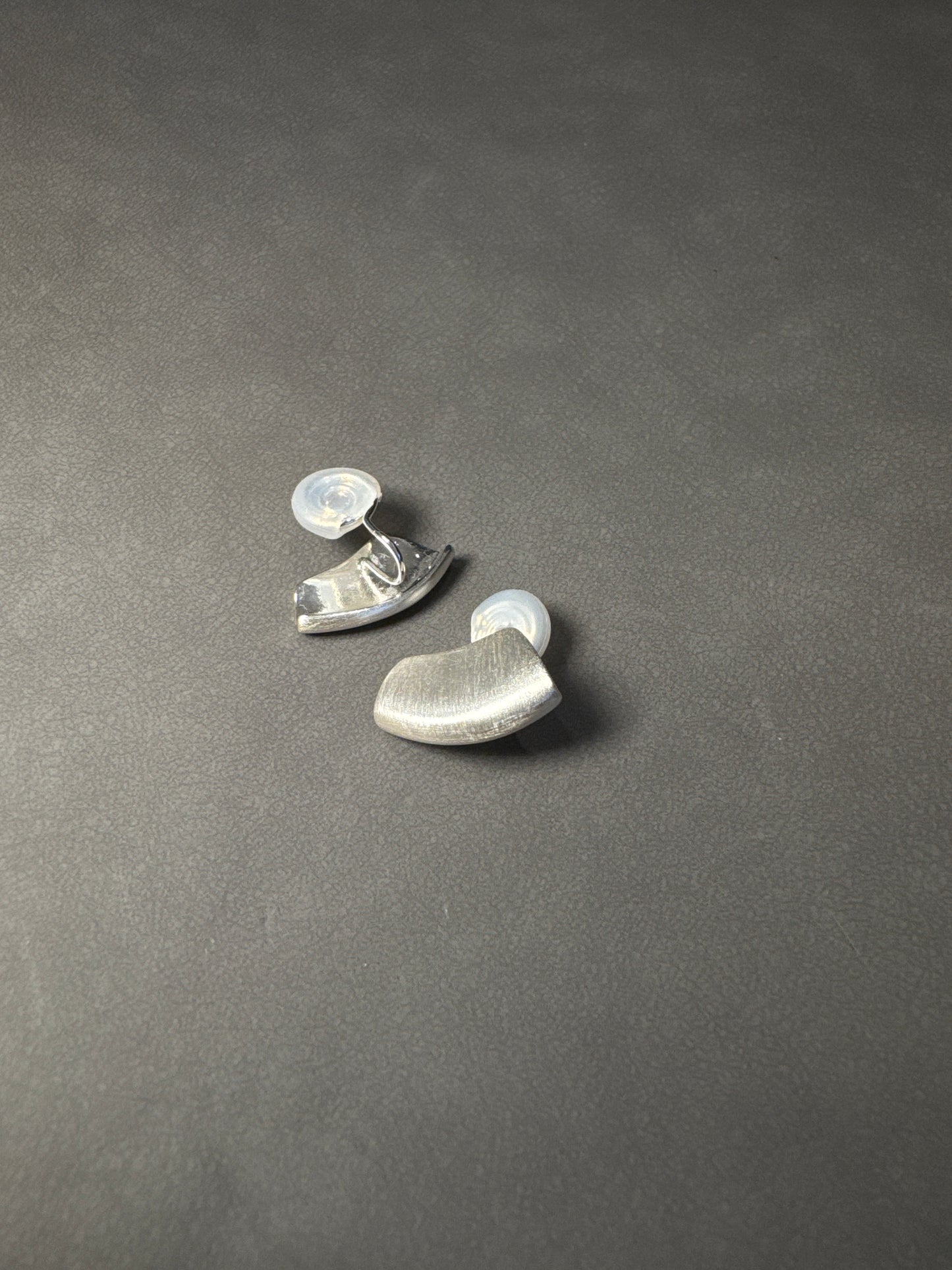 Silver Matte Metal Clip On Earrings