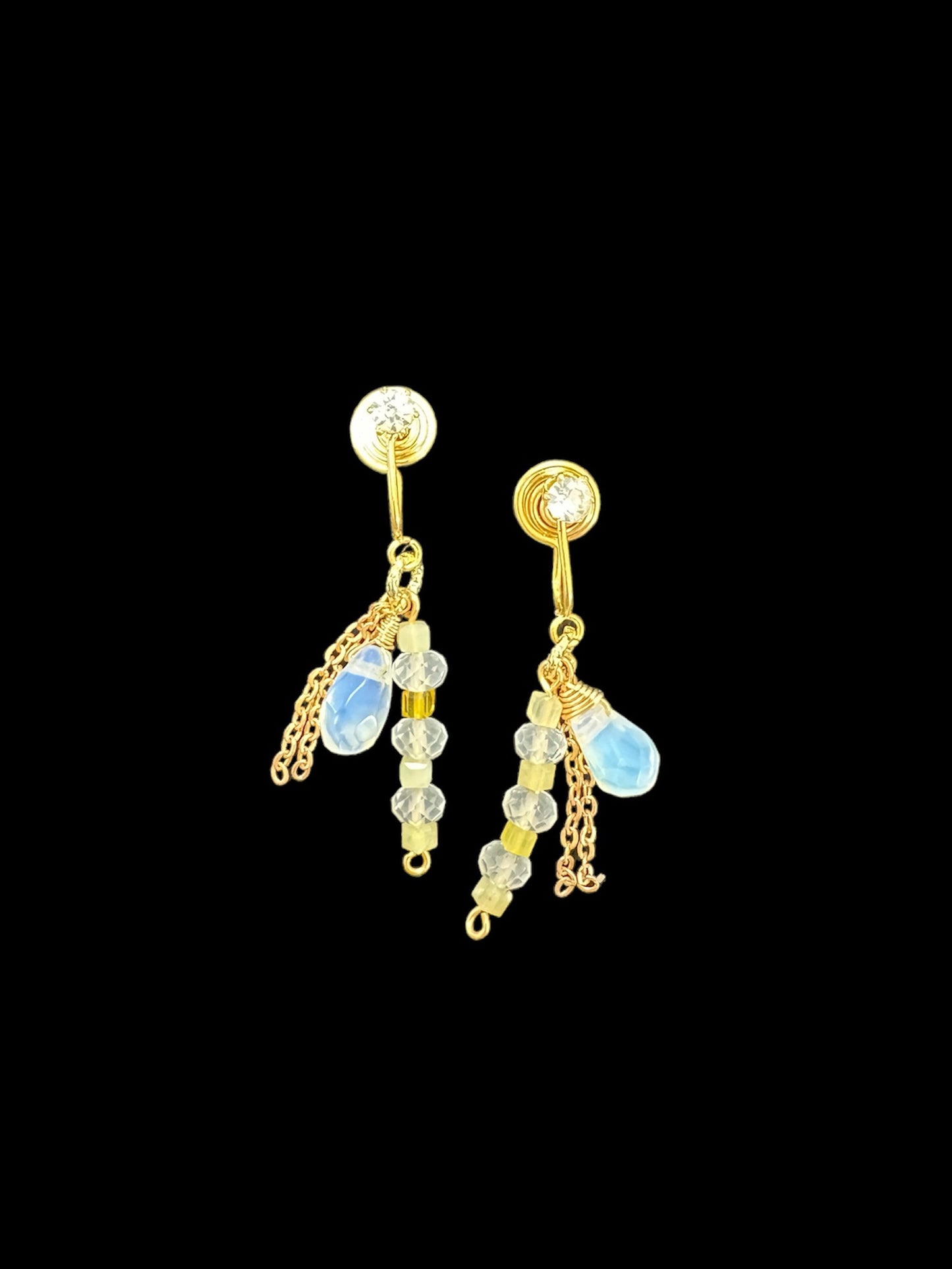 Handmade Moonlit Harmony Earrings Clip on. Handmade clip-on earrings for women.