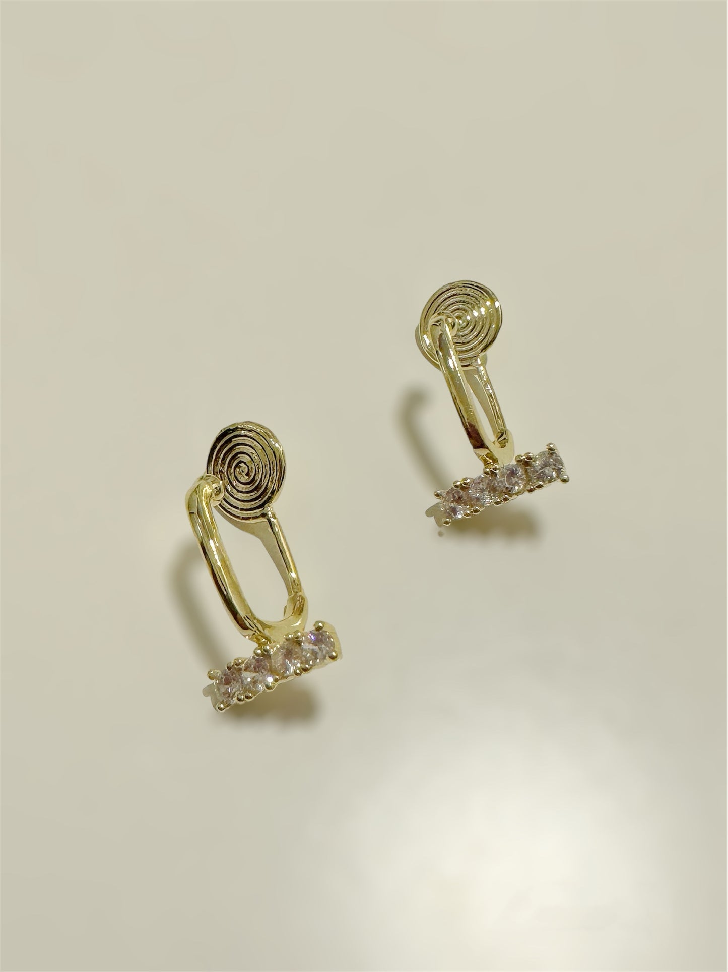 Golden Short Bar Diamante Clip On Earrings. gold-tone clip-on earrings for women.