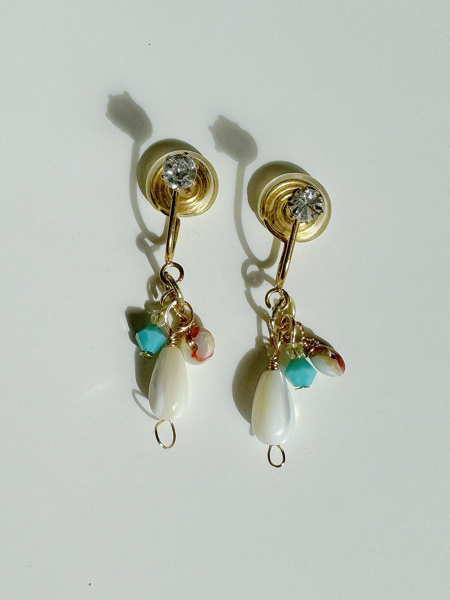 Turquoise & Gold Clip-On Earrings โ€“ Handmade Boho Gemstone Non-Pierced Jewelry