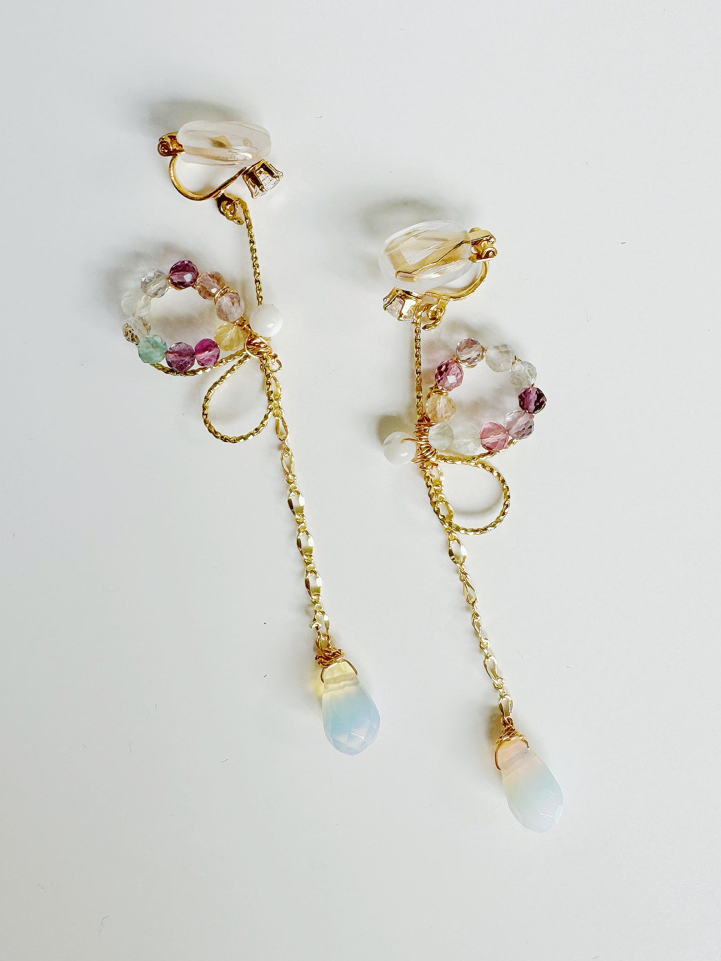 Nature-Inspired Butterfly Handmade Natural Stone Clip-On Earrings