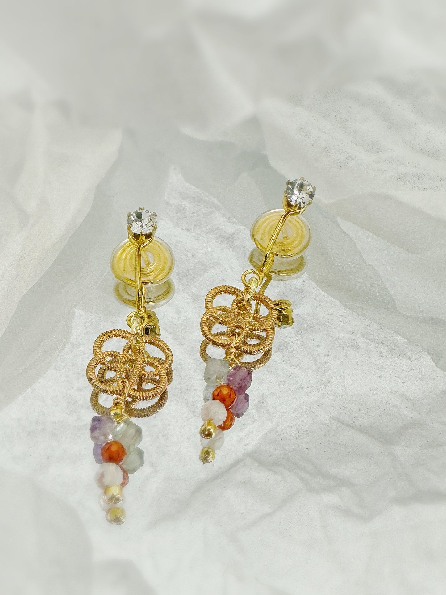 Sunset Vibes Amethyst & Carnelian Handmade Clip-On Earrings Handmade. Handmade clip-on earrings for women.