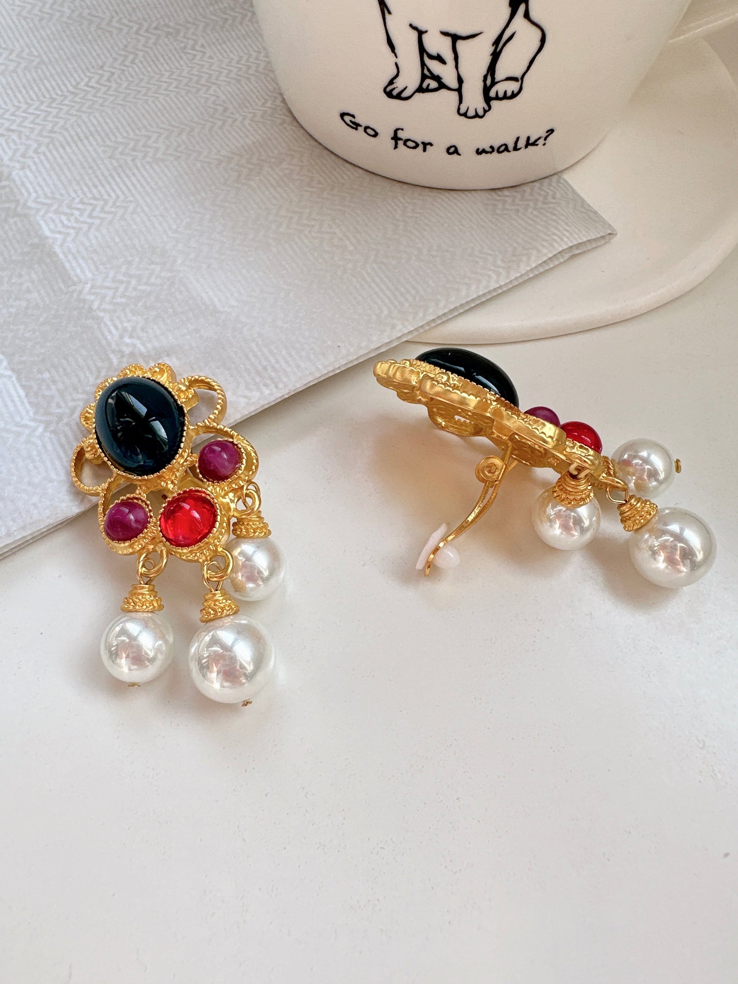 . Handmade clip-on earrings for women.