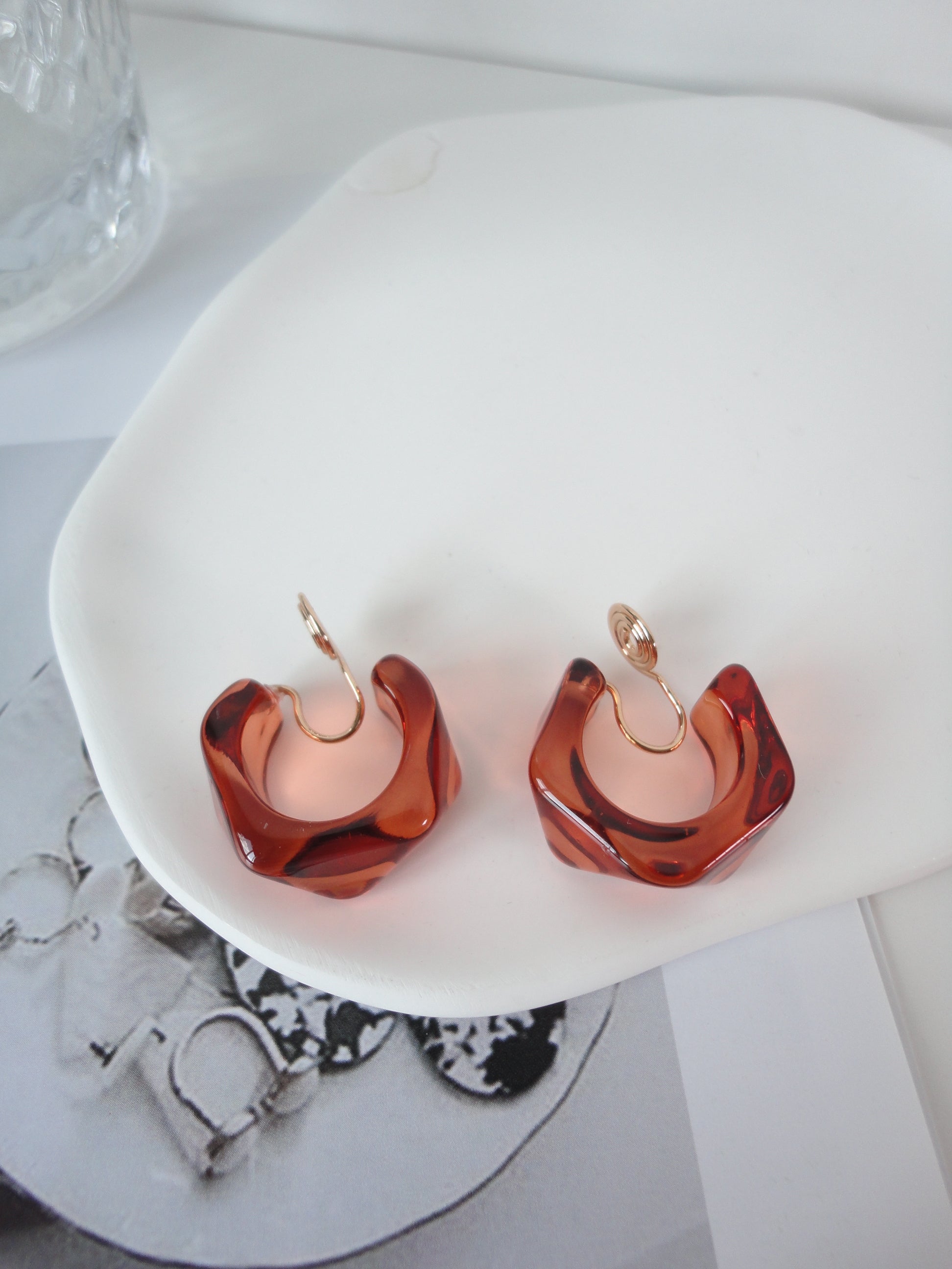 Resin clip on deals earrings