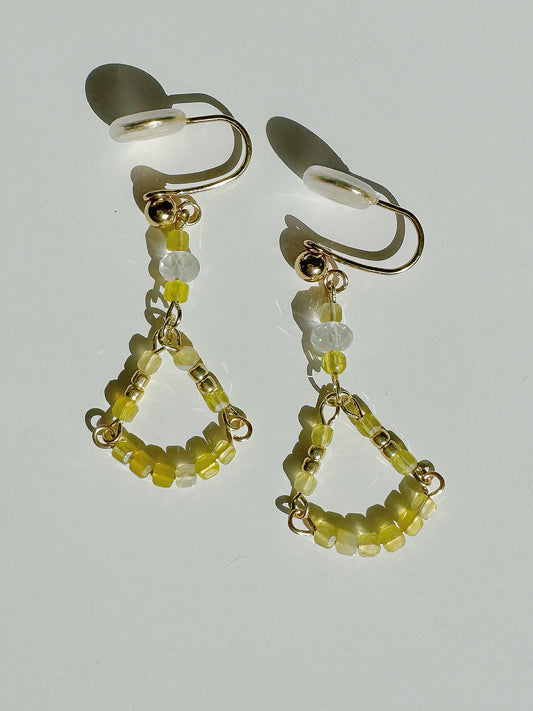 Sunlit Citrine Handmade Natural Gemstone Clip-On Earrings. natural stone clip-on earrings for women.