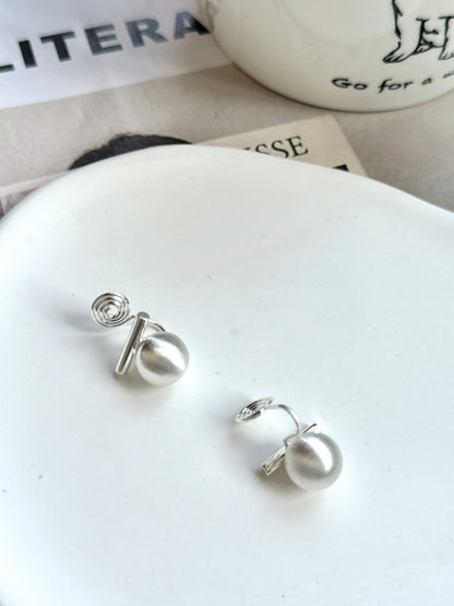 Silver Metallic Ball Clip On Earrings