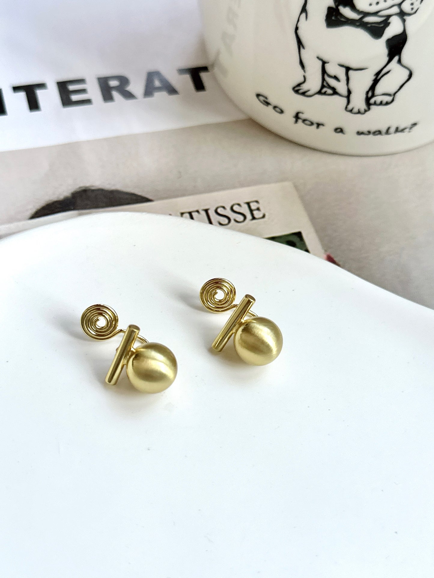 Golden Metallic Ball Clip On Earrings