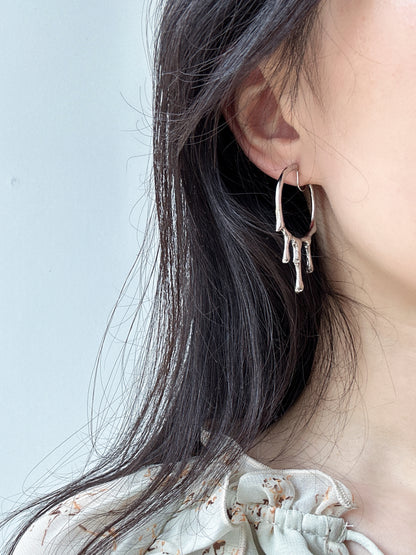 Silver Lava Drops Hoop Clip On Earrings