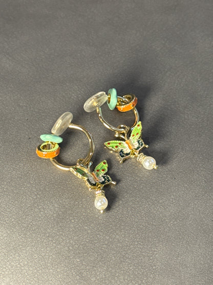 Neo-Chinese Style Color Glazed Butterfly Clip On Earrings