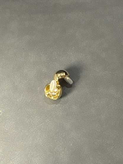Golden Metal Glossy Ball Clip On Earrings