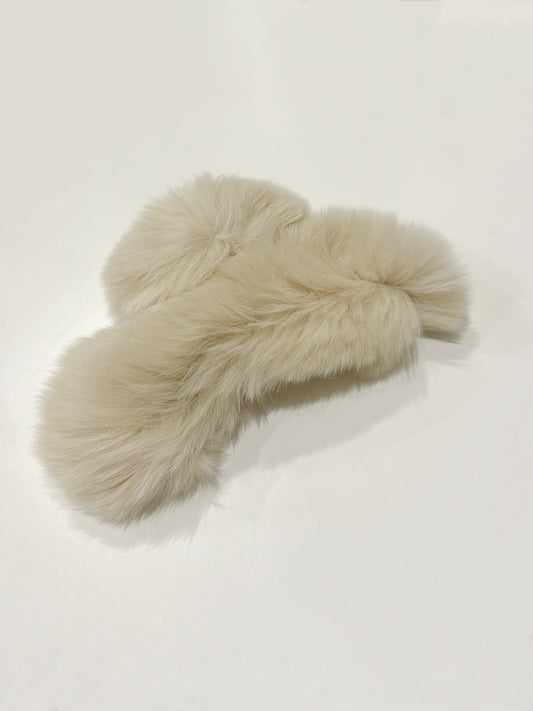 Fur Hair Claw Clip Light Brown