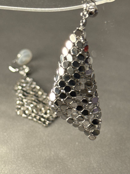 Silver Matte Foldable Square Woven Clip On Earrings