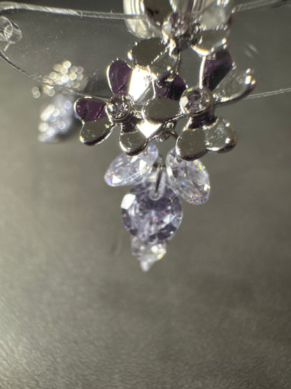 Silver Flower Multi Crystal Clip On Earrings