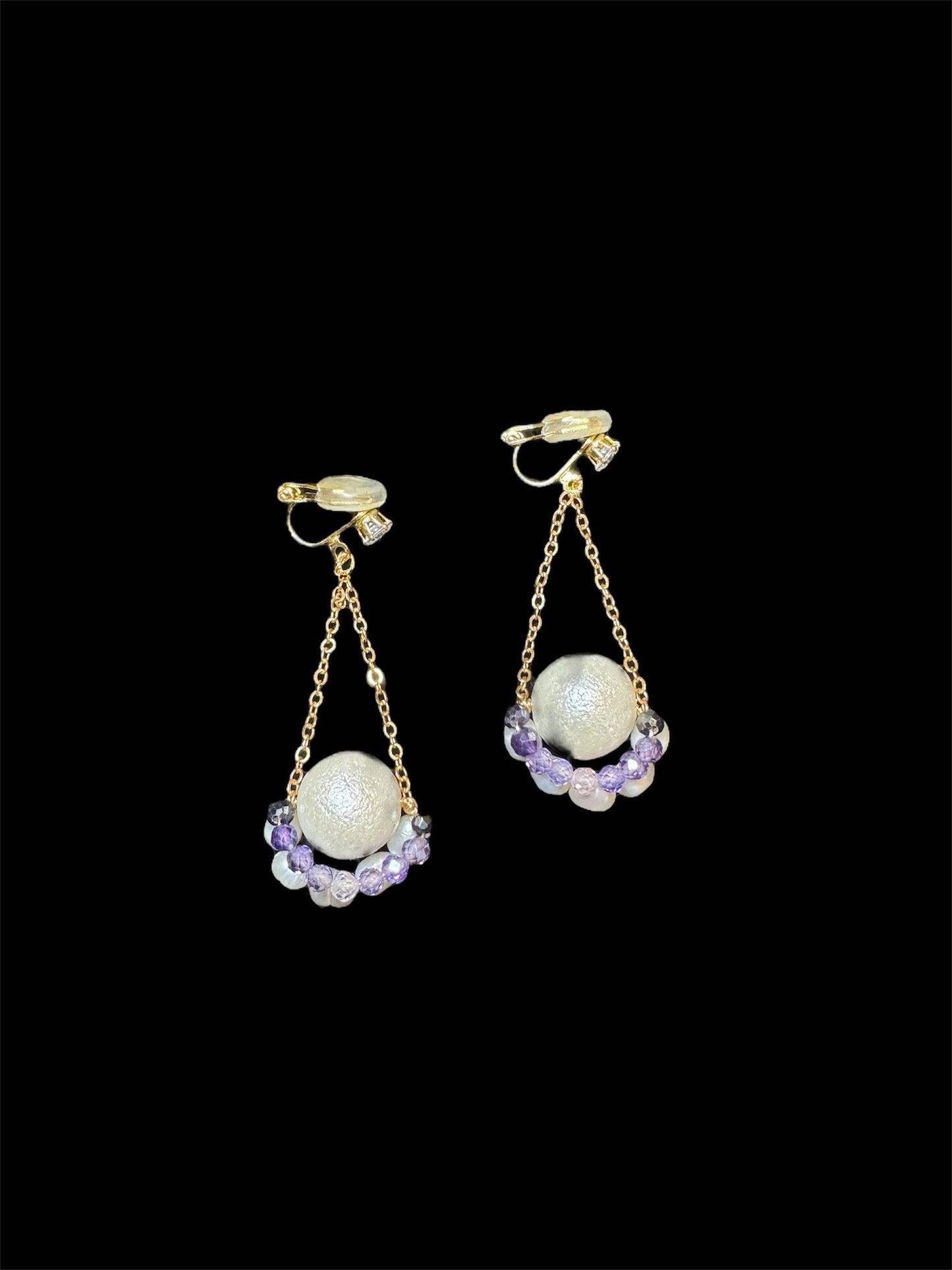 Crystal and Pearl Clip-On Earrings – Handmade Non-Pierced Jewelry. pearl clip-on earrings for women.