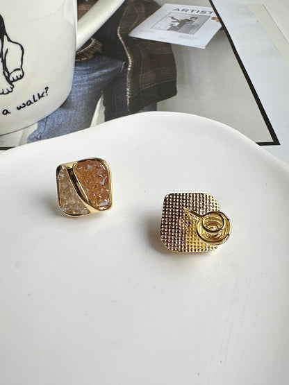 Vintage Tawny Crystal Square Clip On Earrings