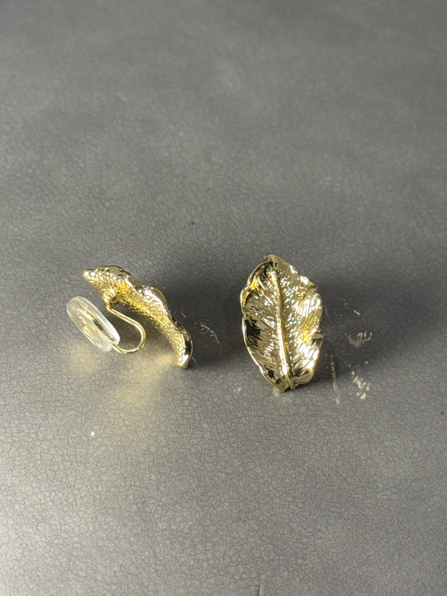 Golden Leaf Metal Clip On Earrings