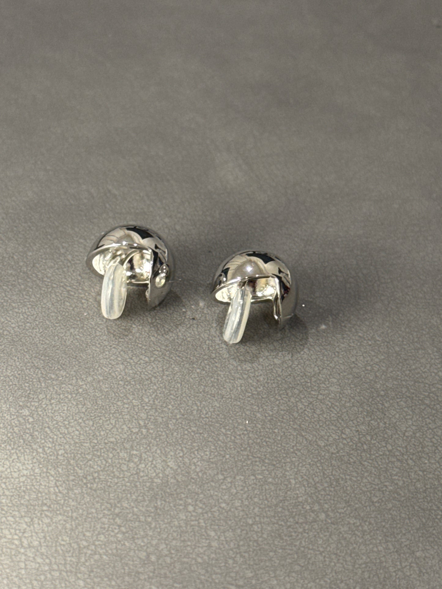 Silver Metal Glossy Ball Clip On Earrings