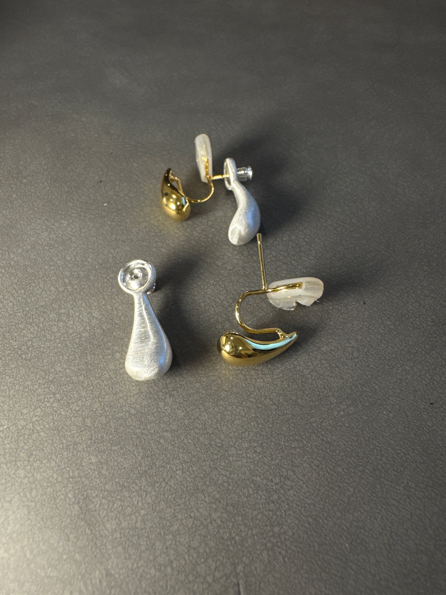 Golden and Silver Metal Drops Clip On Earrings