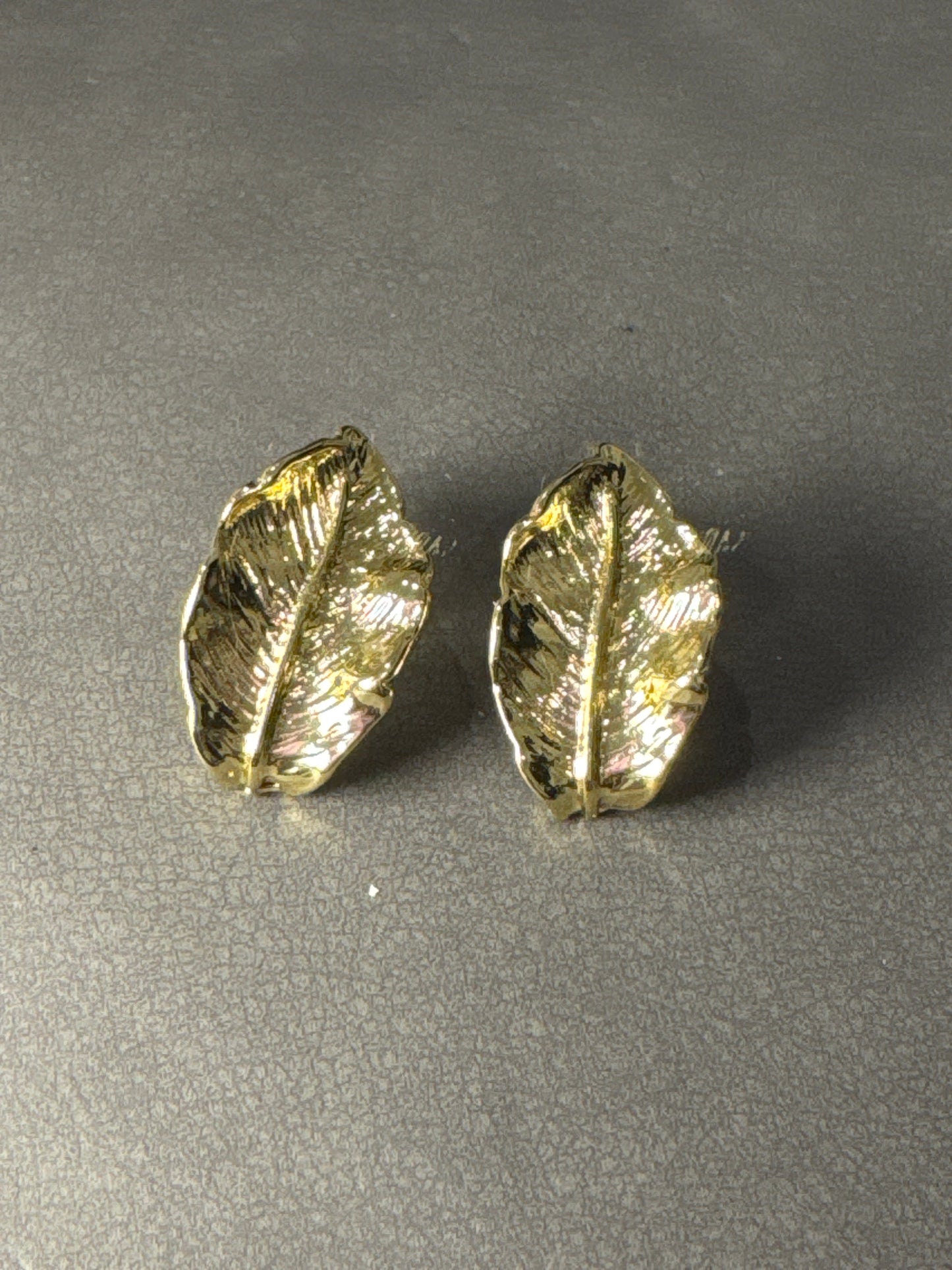 Golden Leaf Metal Clip On Earrings
