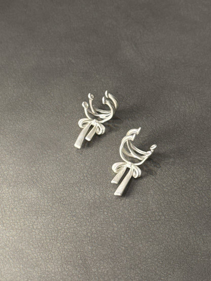 Silver Ballet Ribbon Ear Cuffs