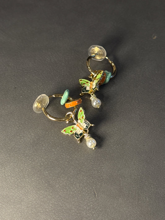 Neo-Chinese Style Color Glazed Butterfly Clip On Earrings