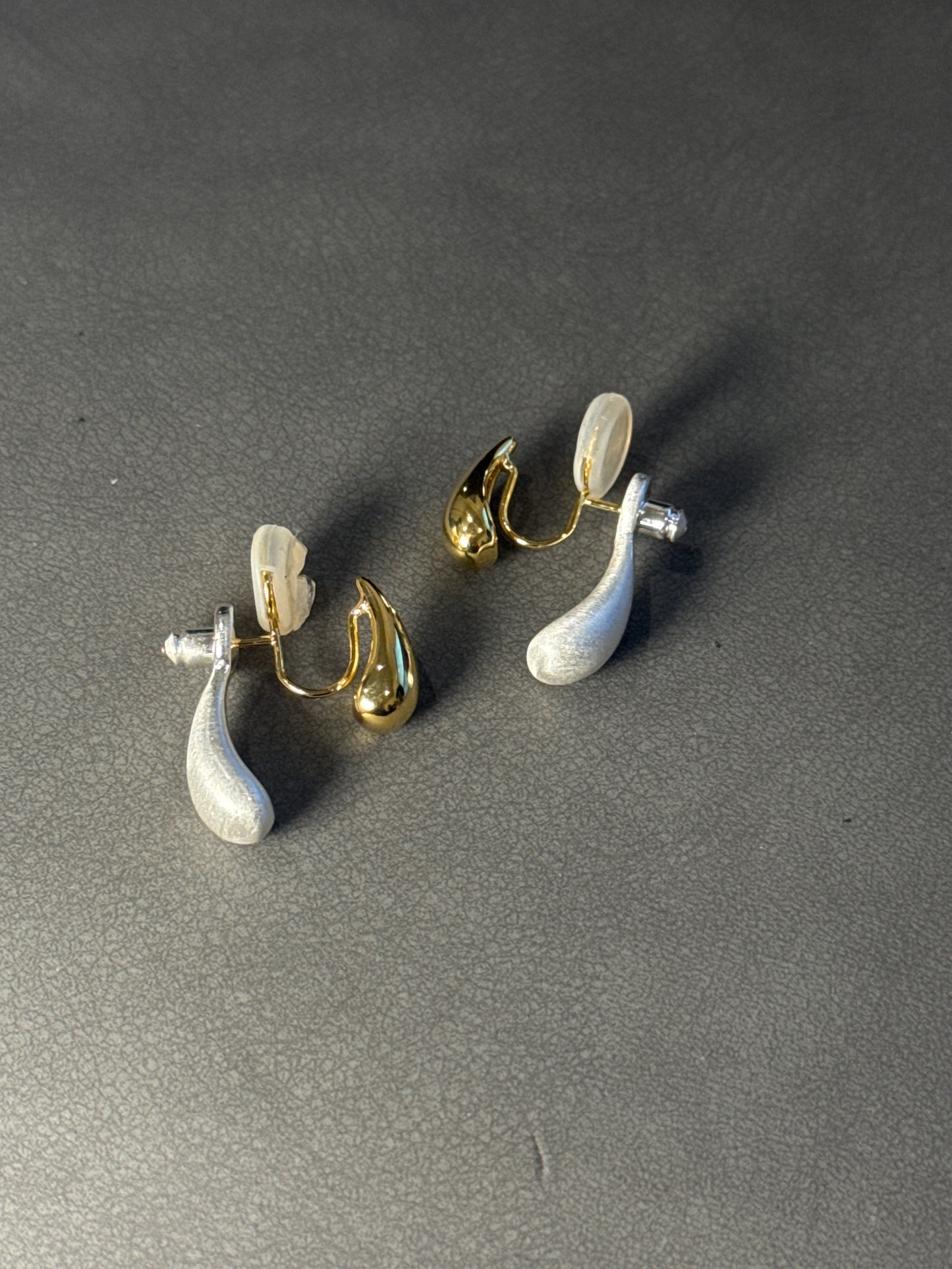 Golden and Silver Metal Drops Clip On Earrings
