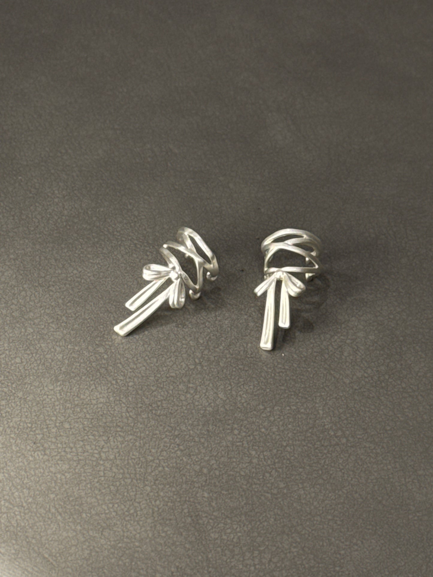 Silver Ballet Ribbon Ear Cuffs