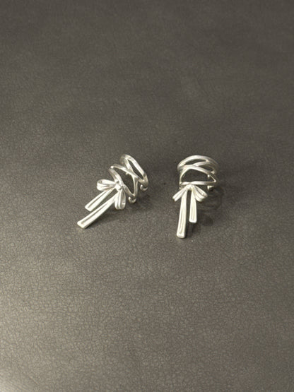 Silver Ballet Ribbon Ear Cuffs