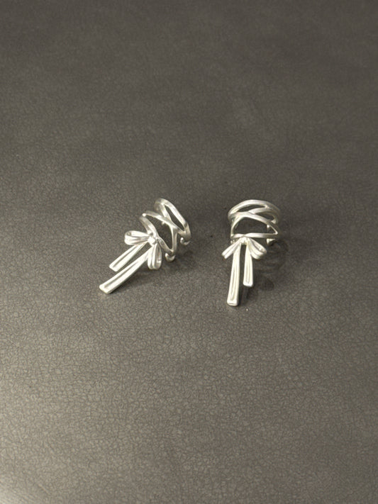 Silver Ballet Ribbon Ear Cuffs