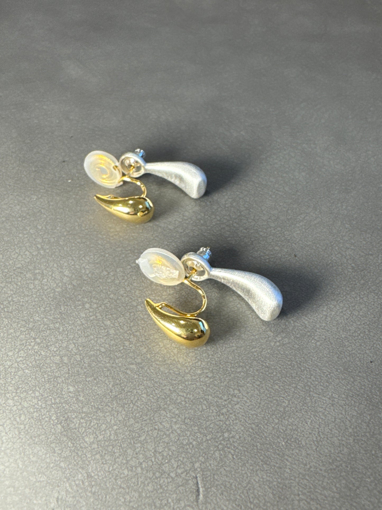 Golden and Silver Metal Drops Clip On Earrings
