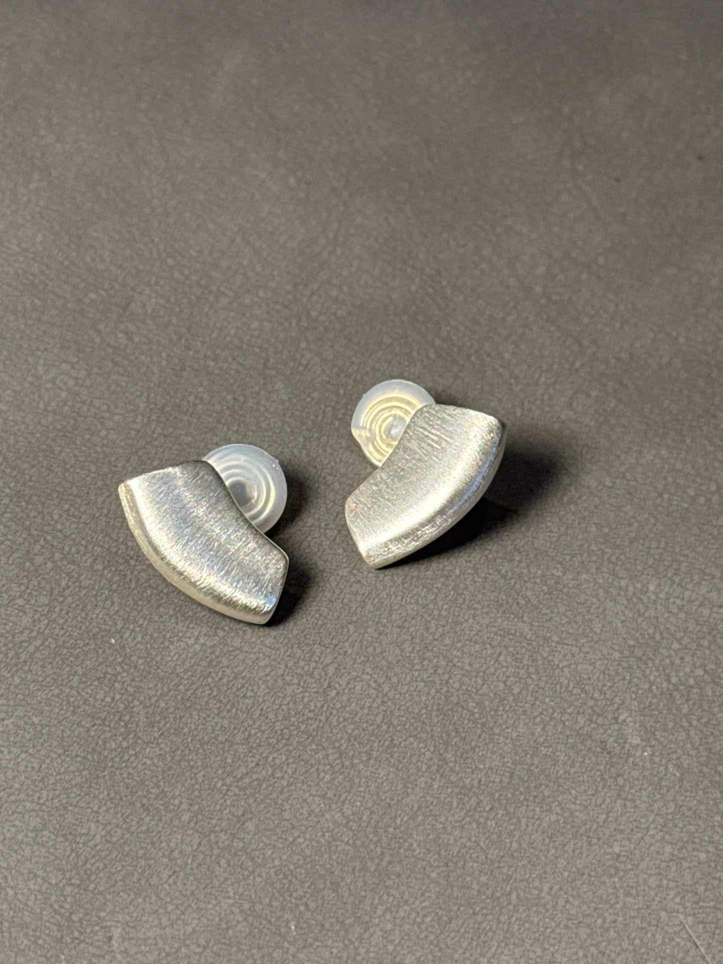 Silver Matte Metal Clip On Earrings