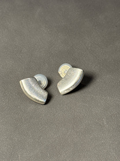 Silver Matte Metal Clip On Earrings