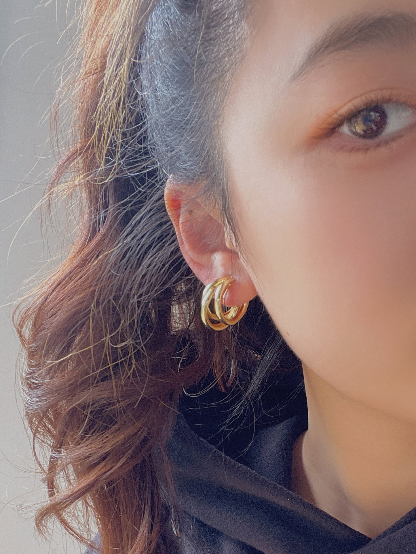 Golden Circles Clip On Earrings