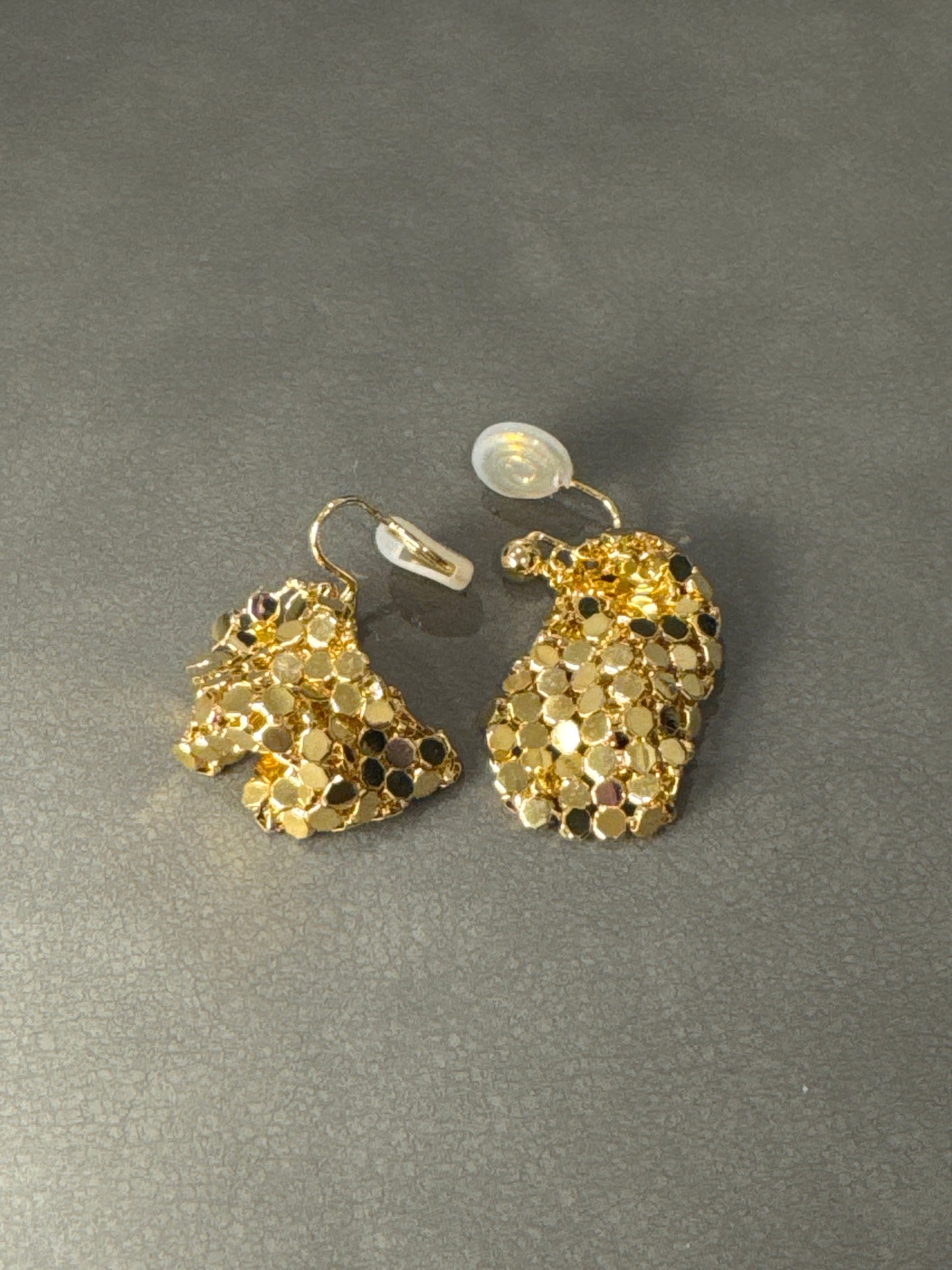 Golden Matte Foldable Square Woven Clip On Earrings