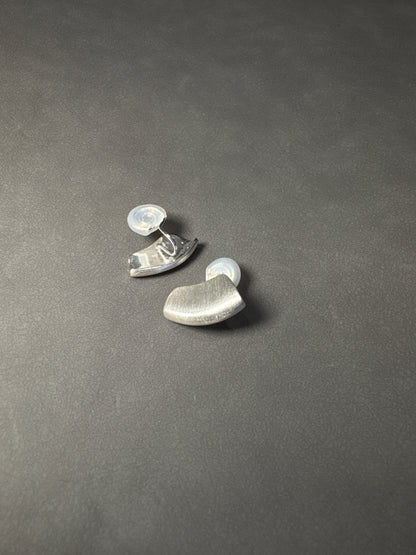 Silver Matte Metal Clip On Earrings