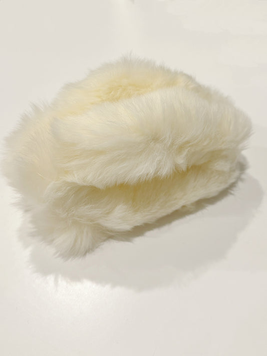 Fur Hair Claw Clip Large White