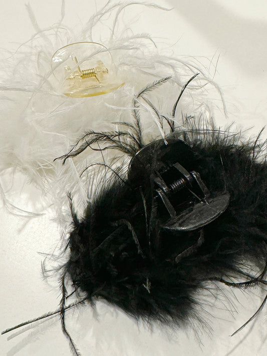 Feather Hair Claw Clip Black