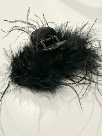 Feather Hair Claw Clip Black