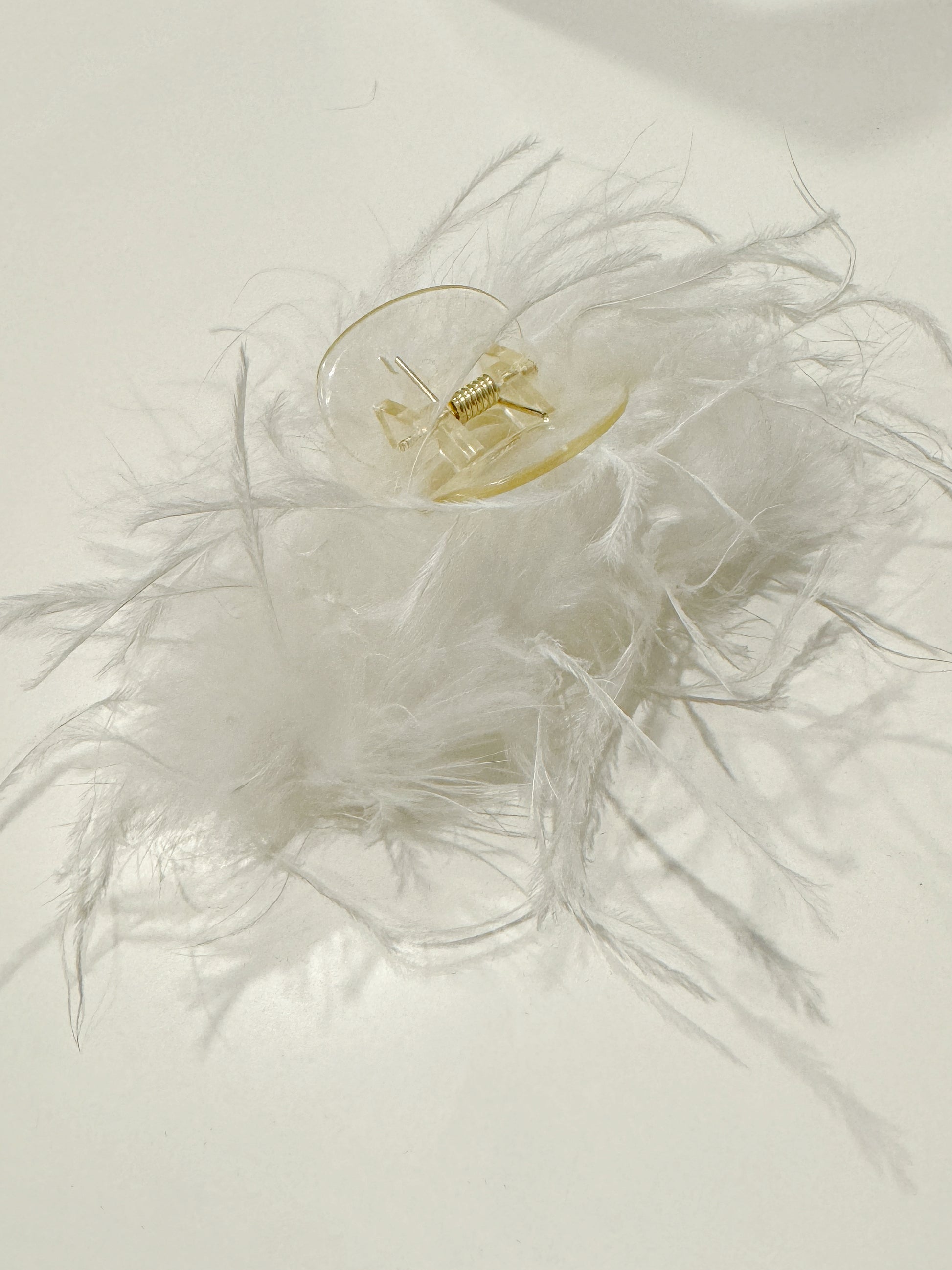 Feather Hair Claw Clip White. Handmade clip-on earrings for women.