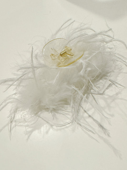 Feather Hair Claw Clip White