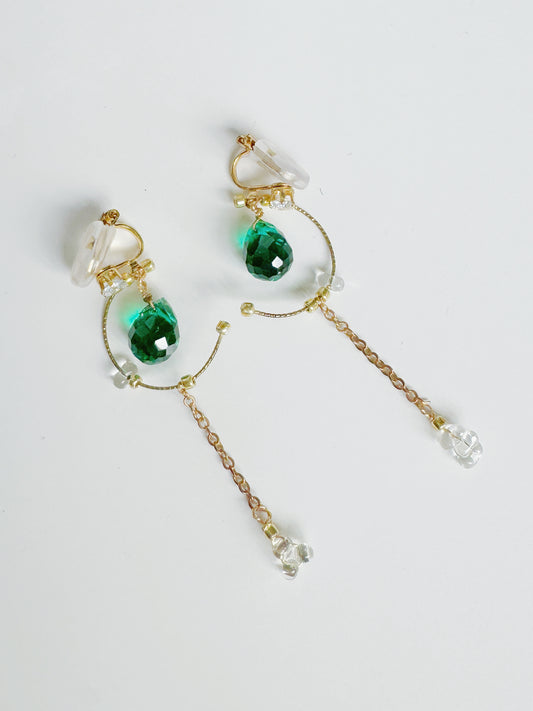 Crystal Vine Handmade Natural Stone Clip-On Earrings