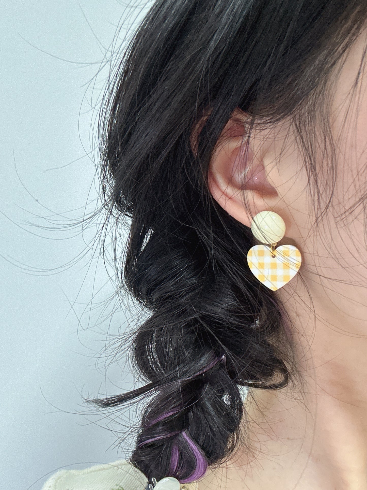 Acrylic Yellow Heart Drop Earrings