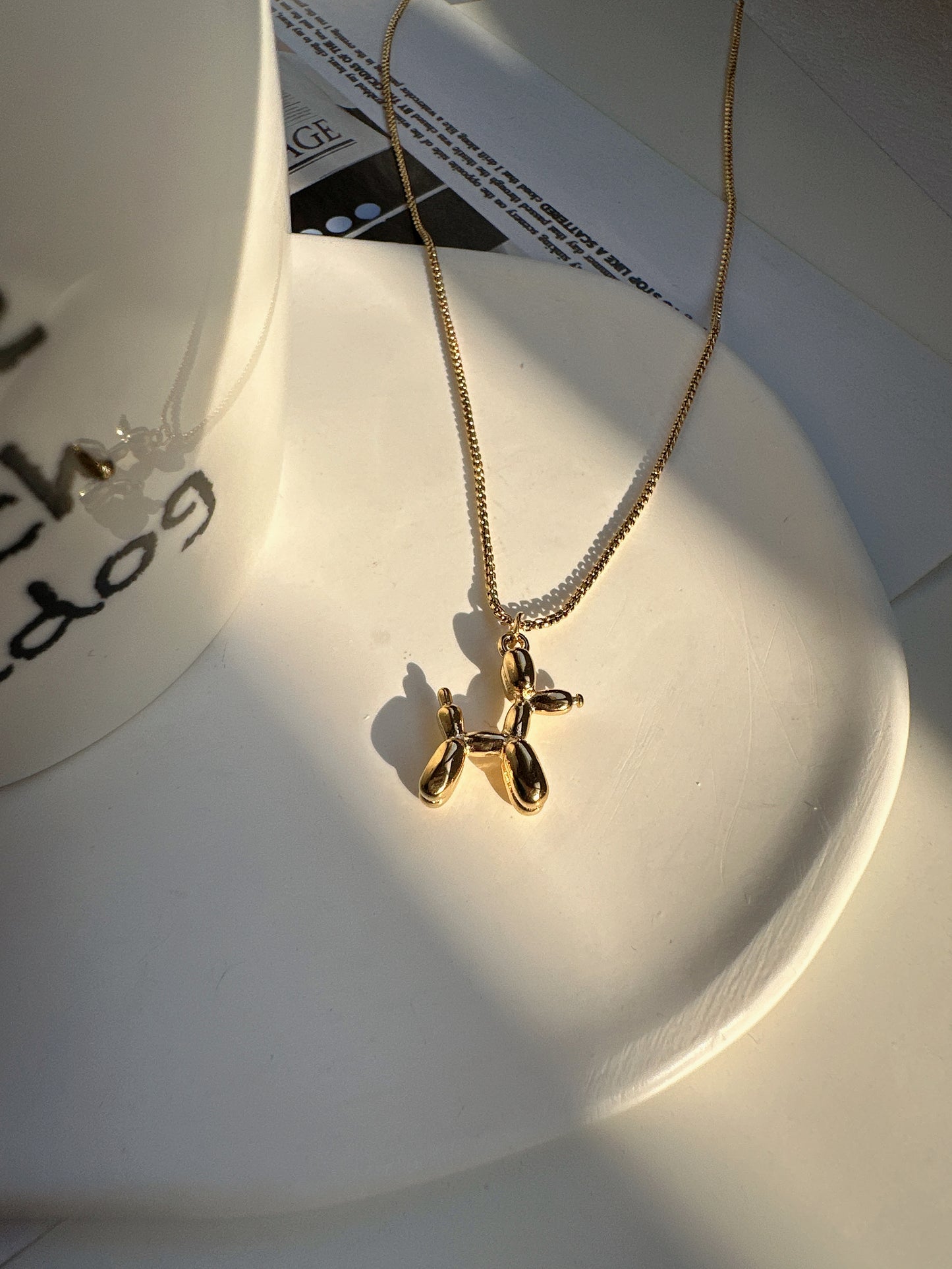 Titanium Steel Golden Balloon Dog Necklace